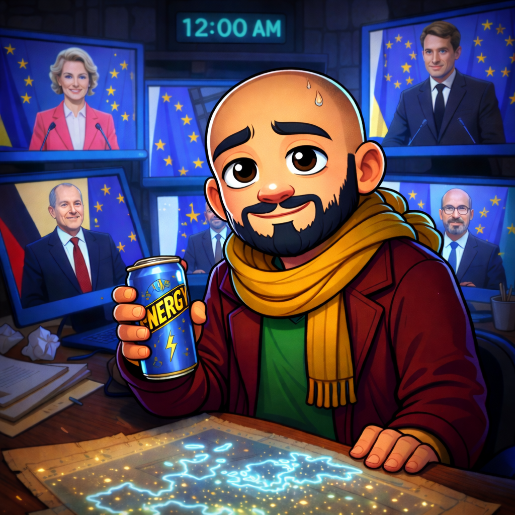 Midnight research — EU screens, energy drink, one more document